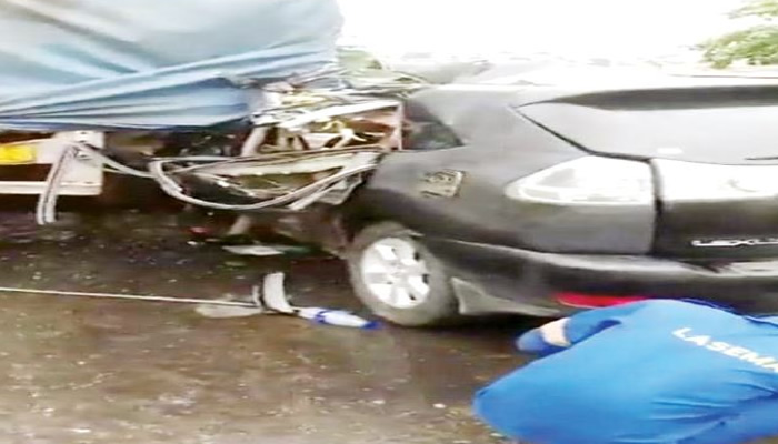 Driver hospitalized on June 29, 2023, seven escape fatal crash in Lagos.