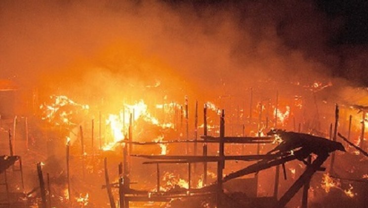On June 23, 2023, traders count losses as a fire gutting the Ogun market