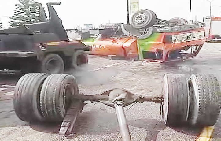 Two harmed as vehicle, truck crash in Lagos