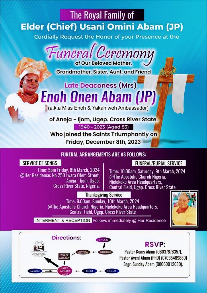 "In Memoriam: Celebrating the Legacy of Late Deaconess Enoh Yakah Aballi - A Life of Love, Faith, and Community Service"