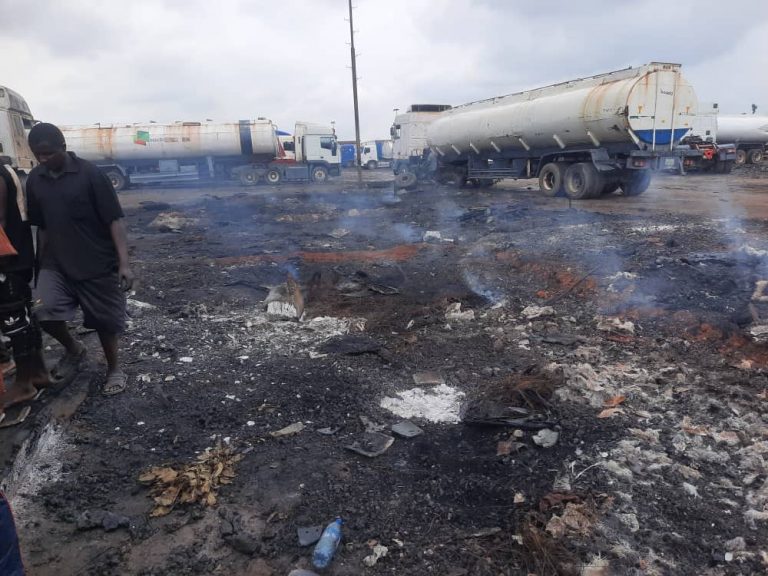 Late-Night Fire Engulfs Trailer Park in Ogun State, Destroying Tanker and Shops